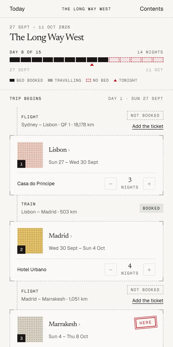 Stops in Boswell: Lisbon, Madrid, Marrakesh and Essaouira